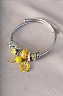 Bracelet - Yellow Color Daisy Charm Bracelet 100319981 - Turkey