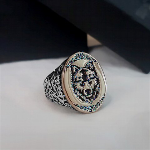 Others - Edge Embroidered Wolf Motif Embroidered Silver Ring 100349778 - Turkey