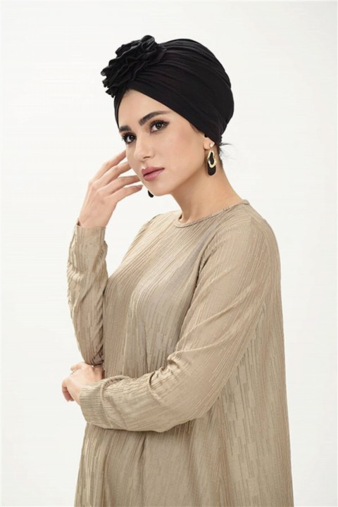 Woman Bonnet & Turban - Rose Bonnet-Black 100285719 - Turkey