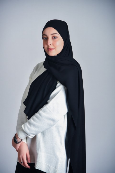 Ready to wear Hijab-Shawl - Prêt à porter Soie de Médine -Noir - Turkey