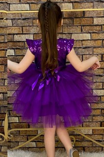 Children's Pearl Embroidered Katkat Purple Evening Dress 100328677