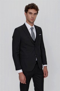 Men Black Basic Turin Vest Jacquard Slim Fit Slim Fit 6 Drop Suit 100351008