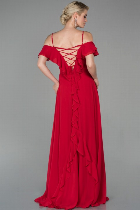 Woman Clothing - Abendkleid Chiffon-Abendkleid mit langen Trägern 100296518 - Turkey