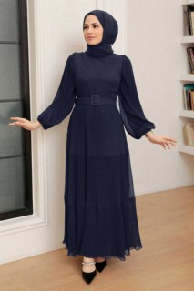Clothes - Navy Blue Hijab Dress 100340883 - Turkey