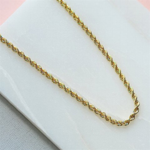Other Necklace - سلسلة فضية ملتوية ذهبية للنساء 100347330 - Turkey