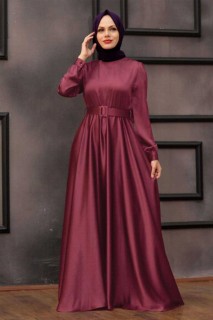 Wedding & Evening - Terra Cotta Hijab Evening Dress 100337720 - Turkey