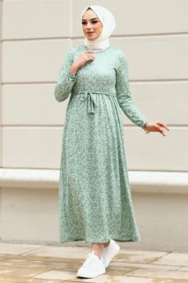 Daily Dress - Damenkleid mit Zweigmuster und Gürtel 100325985 - Turkey