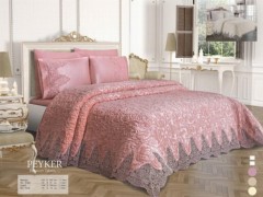 Bed Covers - Peyker French Guipure Double Blanket Set Powder 100330346 - Turkey