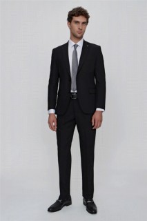 Suit - بدلة رجالي سوداء أساسية ليباريس ديناميك فيت فضفاض قطع 6 دروب 100350992 - Turkey