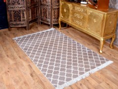 Carpet - Latex Non-Slip Base Digital Print Velvet Carpet Mug Camel-White 150x220 Cm 100258422 - Turkey