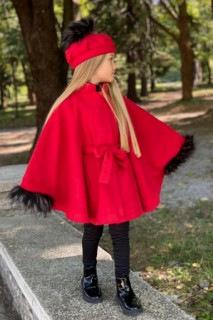 Girl's Cachet Poncho 5 Pieces Red Poncho With Leather Leggings 100344661
