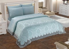 Bedding - French Guipure Dowry Pique Set Queen Water Green 100257557 - Turkey
