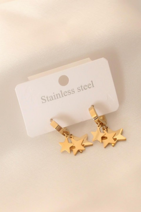 Jewelry & Watches - Gold Color Star Figure Steel Women's Earrings 100327734 - Turkey
