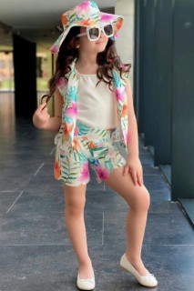 Girls - Boys Summer Style Vest and Green Shorts Suit 100326795 - Turkey