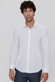 Top Wear - Men's White Basic Slim Fit Slim Fit Shirt 100351025 - Turkey