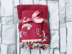 Dowry Towel - Dowry Land Delfina Embroidered 2 Pcs Towel Set Fuchsia 100330195 - Turkey