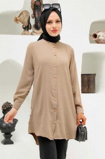 Woman Clothing - Mink Hijab Tunic 100332834 - Turkey