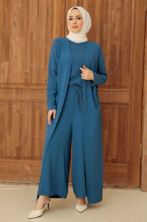 Woman Clothing - أفرول حجاب أزرق نيلي 100339214 - Turkey