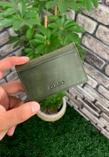 Leather - Antique Green Leather Card Holder 100345850 - Turkey