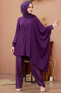 Outwear - Pflaumenfarbenes, zweiteiliges Kleid 100333314 - Turkey
