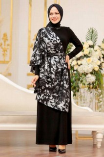 Silver Hijab Evening Dress 100339092