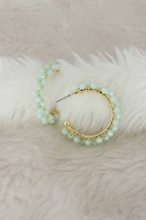 jewelry - Water Green Crystal Beads Knitted Women's Earrings 100327556 - Turkey