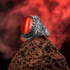 Red Agate Sterling Silver Ring With Agate Stone 100346350