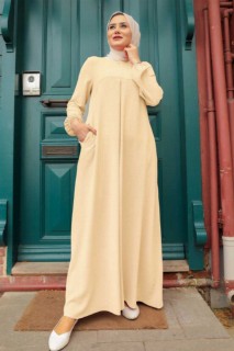 Clothes - Beiges Hijab-Kleid 100337202 - Turkey