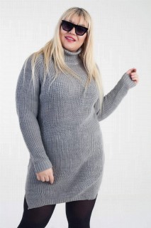 Large Size Slit Detail Acrylic Turtleneck Loose Knitwear Sweater 100276605