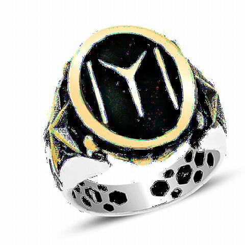 mix - Kayı Length Crest and Star Patterned Silver Ring 100349273 - Turkey