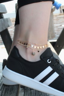 Anklet - Gold Color Triangle Shape Anklet 100327704 - Turkey