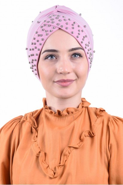 Woman Bonnet & Hijab - بودرة غطاء حمام السباحة اللؤلؤي وردي - Turkey