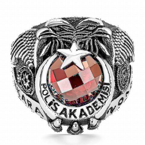 Silver Rings 925 - Police Academy Embroidered Police Crest Silver Ring 100349818 - Turkey