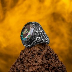 Mystic Topaz Sterling Silver Ring With Zircon Stone 100346351