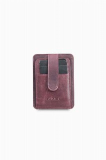 Wallet - Guard Vertical Crazy Claret Red Leather Card Holder 100346129 - Turkey