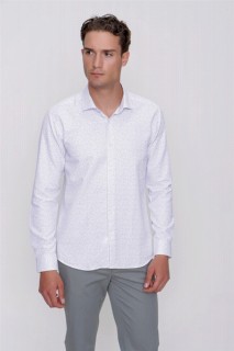 Shirt - Men's Black Saldera Slim Fit Slim Fit Patterned Long Sleeve Shirt 100350852 - Turkey