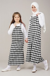 Woman Clothing - Young Girl Patterned Gardener Strap Loaflet Dress 100325638 - Turkey