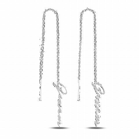 Jewelry & Watches - Name Women's Silver Earrings Silver 100346719 - Turkey