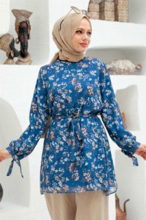 Tunic - İndigo Blue Hijab Tunic 100339895 - Turkey