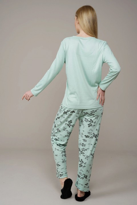 Women's Leaf Patterned Pajamas Set 100325726