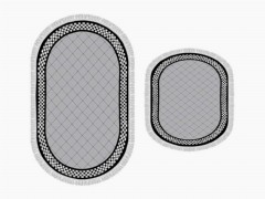 Other Accessories - Ensemble de 2 tapis de bain ovales à franges Checker Grey 100260286 - Turkey