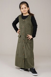 Young Girl Buttoned Velvet Gilet Dress 100325631