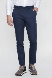 Men's Blue Pitikare Cotton Slim Fit Side Pocket Linen Trousers 100351342