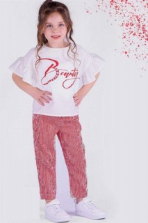 Outwear - Fille Garçon Beautiy Striped Red Bottom Top Set 100326746 - Turkey
