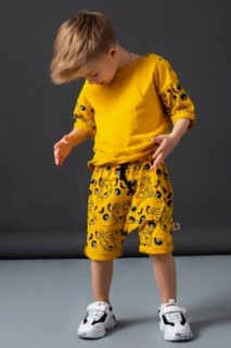 Babies - Baby Boy Tiger Printed Yellow Shorts Set 100326787 - Turkey