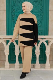 Cloth set - Camel Hijab Knitwear Double Suit 100345014 - Turkey