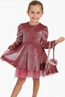 Girl's Watermelon Arm Bag Velvet Glittery Powder Evening Dress 100327134