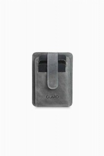 Wallet - Guard Vertical Crazy Gray Leather Card Holder 100346130 - Turkey