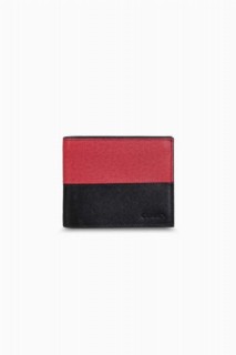 Wallet - Red-Black Leather Men's Wallet 100346030 - Turkey