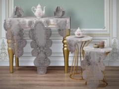 Living room Table Set - Dowry Land Palmiye 7 Pcs Glittery Living Room Set Gray 100330852 - Turkey